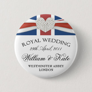 William & Kate Wedding Mememorative Keepomwille Pi Ronde Button 5,7 Cm