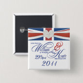 William & Kate Wedding Mememorative Keepomwille Pi Vierkante Button 5,1 Cm (Voorkant /achterkant)