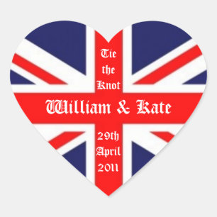 William & Kate Wedding-Union Jack Hart Sticker