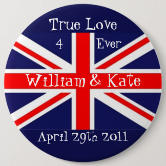 William & Kate-Wedding+Union Jack Ronde Button 6,0 Cm