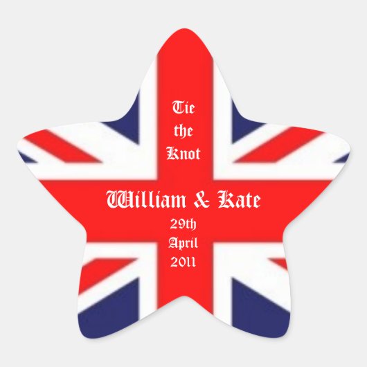 William & Kate Wedding-Union Jack Ster Sticker (Voorkant)