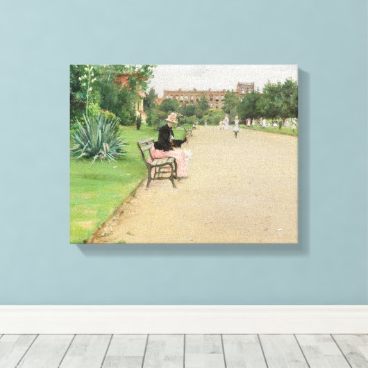 William Merritt Chase - een City Park Canvas Afdruk (Insitu (Houten vloer))