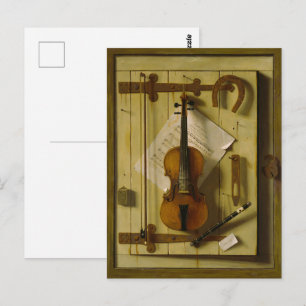 William Michael Harnett Viool Muziek Stilleven Briefkaart