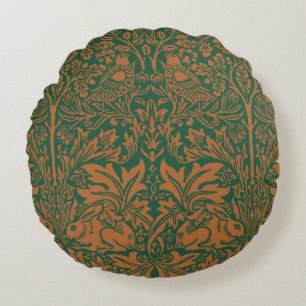William Morris 1881 Vogels, Konijn Bloemen Patroon Rond Kussen