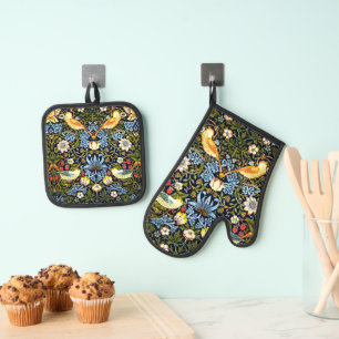 William Morris - Aardbeien Diep Ovenwant & Pannenlap Set