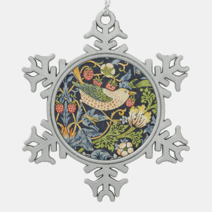 William Morris - Aardbeiendief Bloemenpatroon Tin Sneeuwvlok Ornament