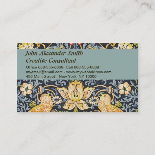 William Morris - Aardbeiendief Bloemenpatroon Visitekaartje (Voorkant)