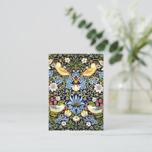William Morris, aardbeiendief, Notitiekaartje (Staand voorkant)