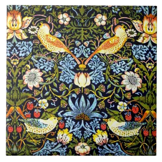 William Morris, aardbeiendief, Tegeltje (Voorkant)