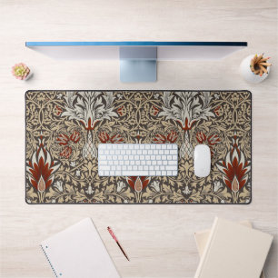 William Morris Aardse Bruine Bloemige Behang Bureaumat