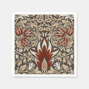 William Morris Aardse Bruine Bloemige Behang Servet