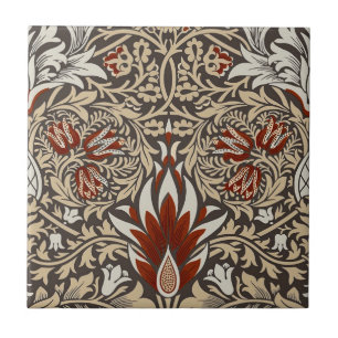 William Morris Aardse Bruine Bloemige Behang Tegeltje