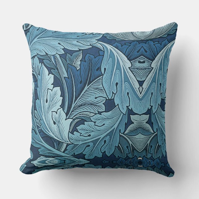 William Morris  Acanthus Blauw Kussen (Voorkant)