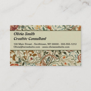William Morris Acanthus Borduurwerk Bloemen Patroo Visitekaartje