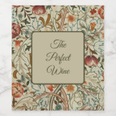 William Morris Acanthus Borduurwerk Bloemen Patroo Wijn Etiket (Enkel label)