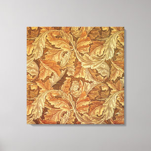 William Morris Acanthus Brown Autumn Leaves Canvas Afdruk