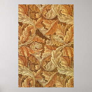 William Morris Acanthus Brown Autumn Leaves Poster