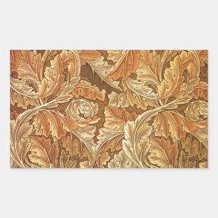 William Morris Acanthus Brown Autumn Leaves Rechthoekige Sticker