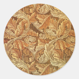 William Morris Acanthus Brown Autumn Leaves Ronde Sticker
