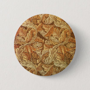 William Morris Acanthus Bruin Herfstbladeren Ronde Button 5,7 Cm