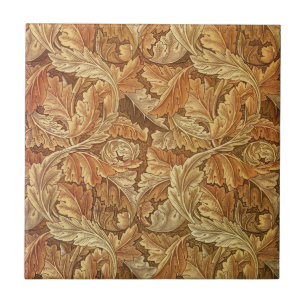 William Morris Acanthus Bruin Herfstbladeren Tegeltje