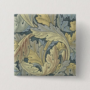 William Morris Acanthus laat Floral Art Nouveau Vierkante Button 5,1 Cm
