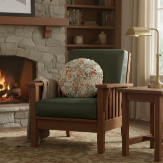 William Morris Acanthus Mission Style Accent  Rond Kussen