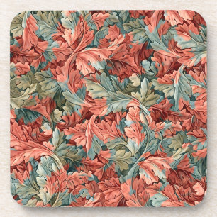William Morris Acanthus Roest Rood Salie Groen Bier Onderzetter