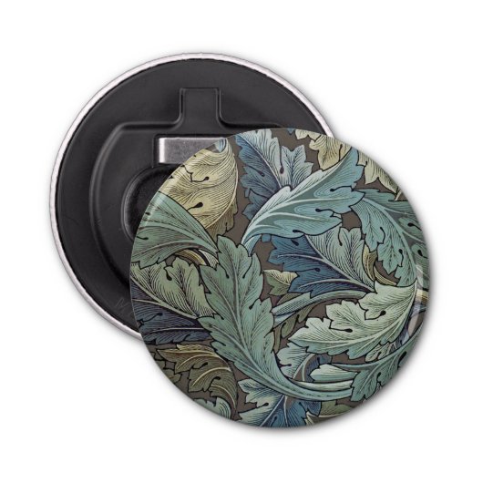 William Morris Acanthus Sage Bloemen Plantaardige Button Flesopener (Voorkant)