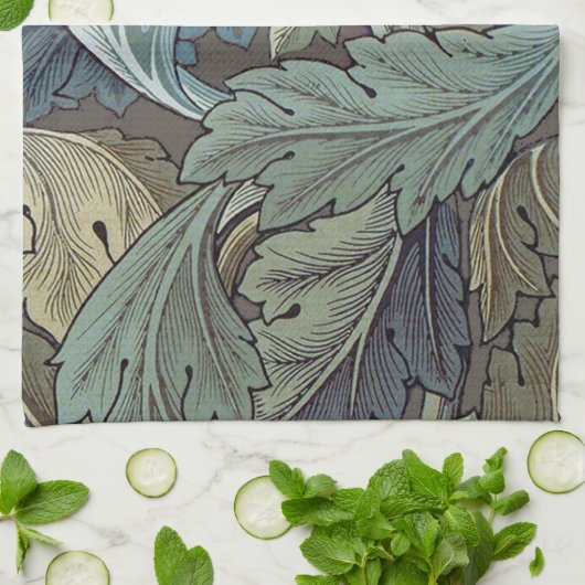 William Morris Acanthus Sage Bloemen Plantaardige Theedoek (Gevouwen)