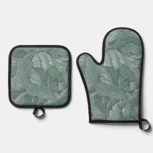 William Morris Acanthusblad Tealblauw Patroon Ovenwant & Pannenlap Set