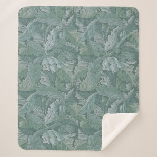 William Morris Acanthusblad Tealblauw Patroon Sherpa Deken