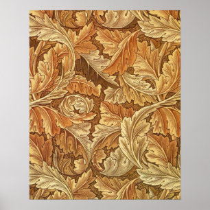 William Morris Acathus Bruin Herfstbladeren Poster
