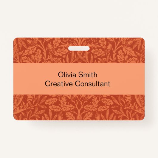 William Morris Acorn Wallpaper Natuur Design Badge (Voorkant)