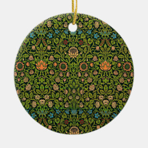 William Morris - Akelei, donkergroen, Keramisch Ornament