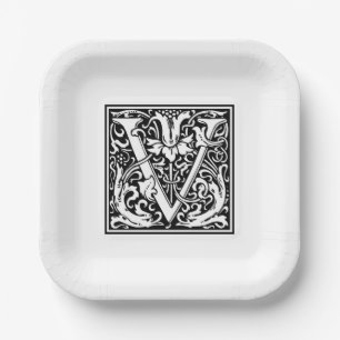William Morris Alfabet “V” Papieren Borden Bordje