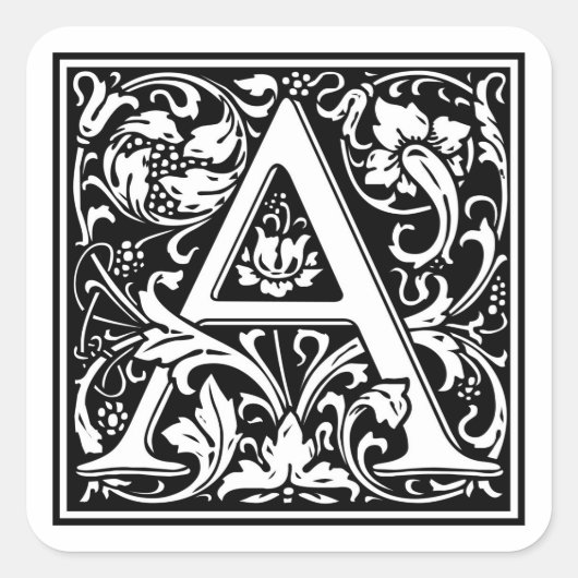 William Morris Alphabet "A" Vierkante Sticker (Voorkant)
