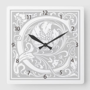 William Morris Alphabet C Square Wall Clock Vierkante Klok