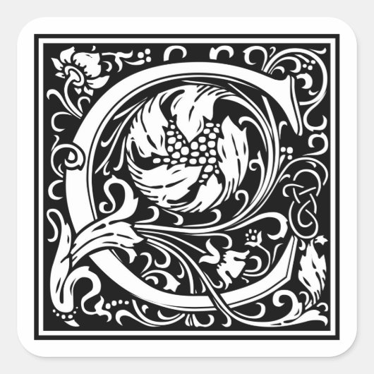 William Morris Alphabet "C" Vierkante Sticker (Voorkant)