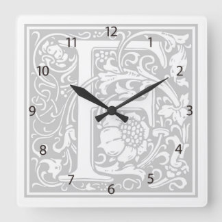 William Morris Alphabet "F" Square Wall Clock Vierkante Klok