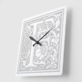 William Morris Alphabet "F" Square Wall Clock Vierkante Klok (Hoek)