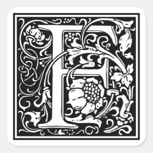 William Morris Alphabet "F" Vierkante Sticker