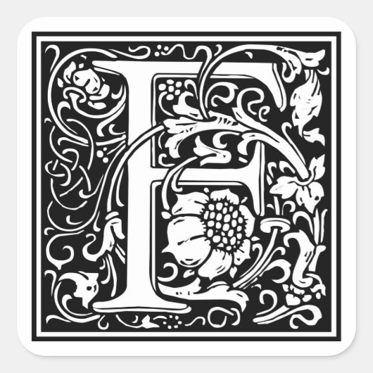 William Morris Alphabet "F" Vierkante Sticker (Voorkant)