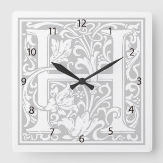 William Morris Alphabet "H" Square Wall Clock Vierkante Klok