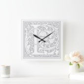 William Morris Alphabet "L" Square Wall Clock Vierkante Klok (Huis)