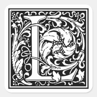 William Morris Alphabet "L" Vierkante Sticker