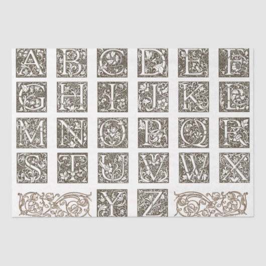 William Morris Alphabet Letters Decoupage Tissuepapier (Voorkant)