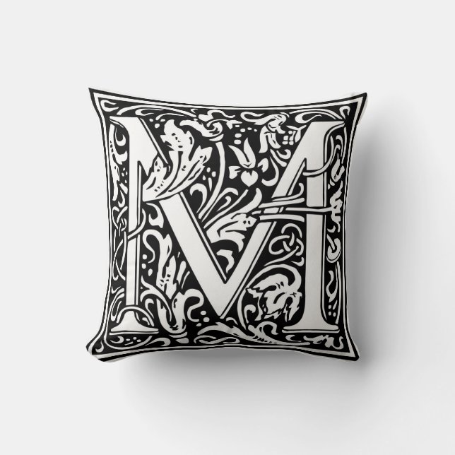 William Morris Alphabet "M" Kussen (Voorkant)