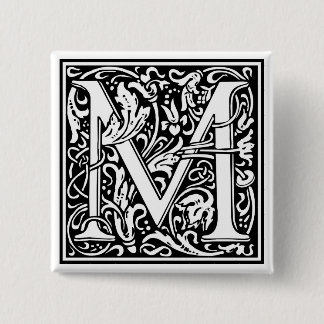 William Morris Alphabet "M" Vierkante Button 5,1 Cm