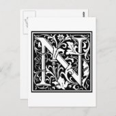 William Morris Alphabet "N" Briefkaart (Voorkant / Achterkant)